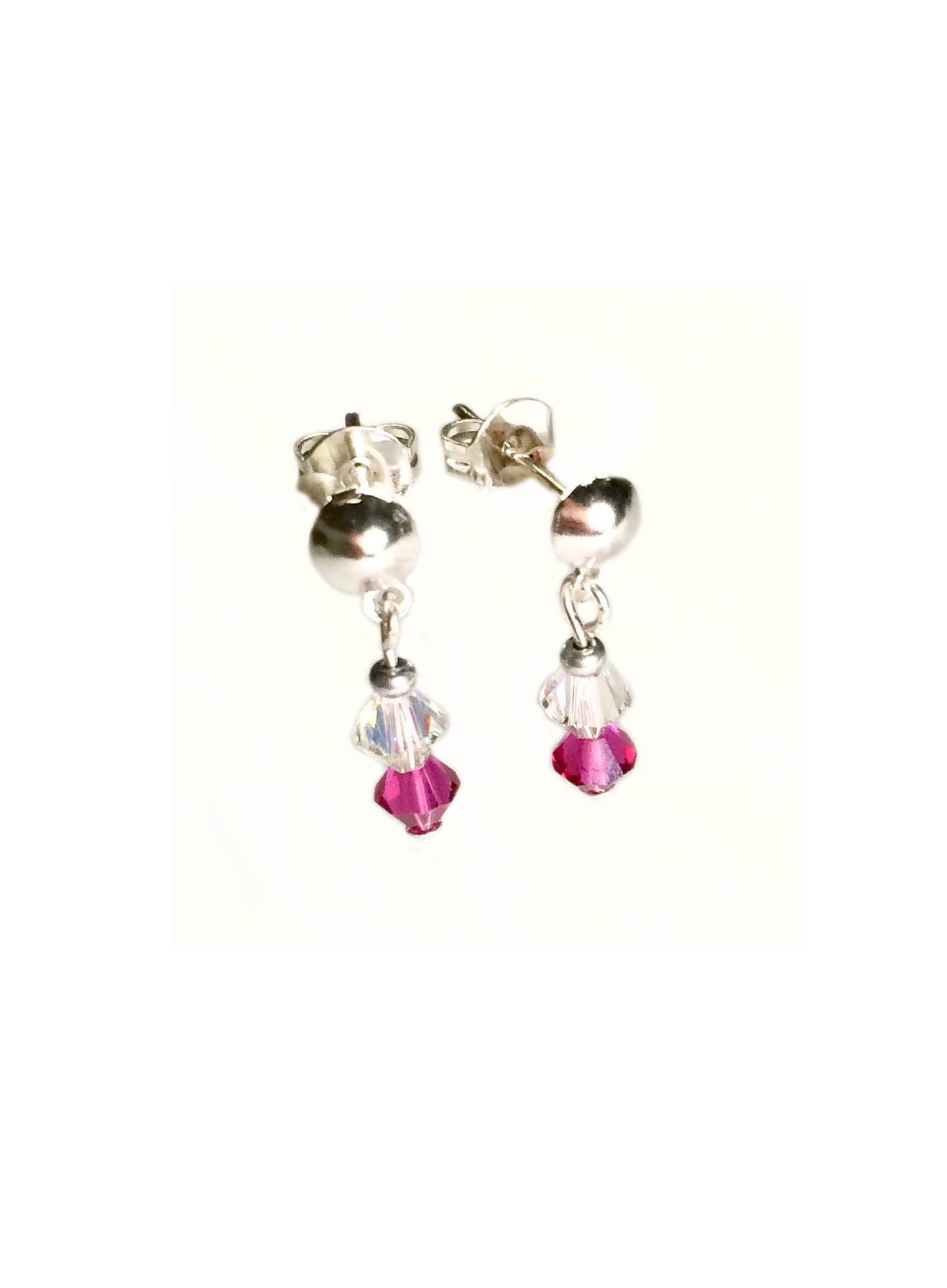 Silver plated small drop earrings with clear & coloured swarovski crystal beads. £4.00