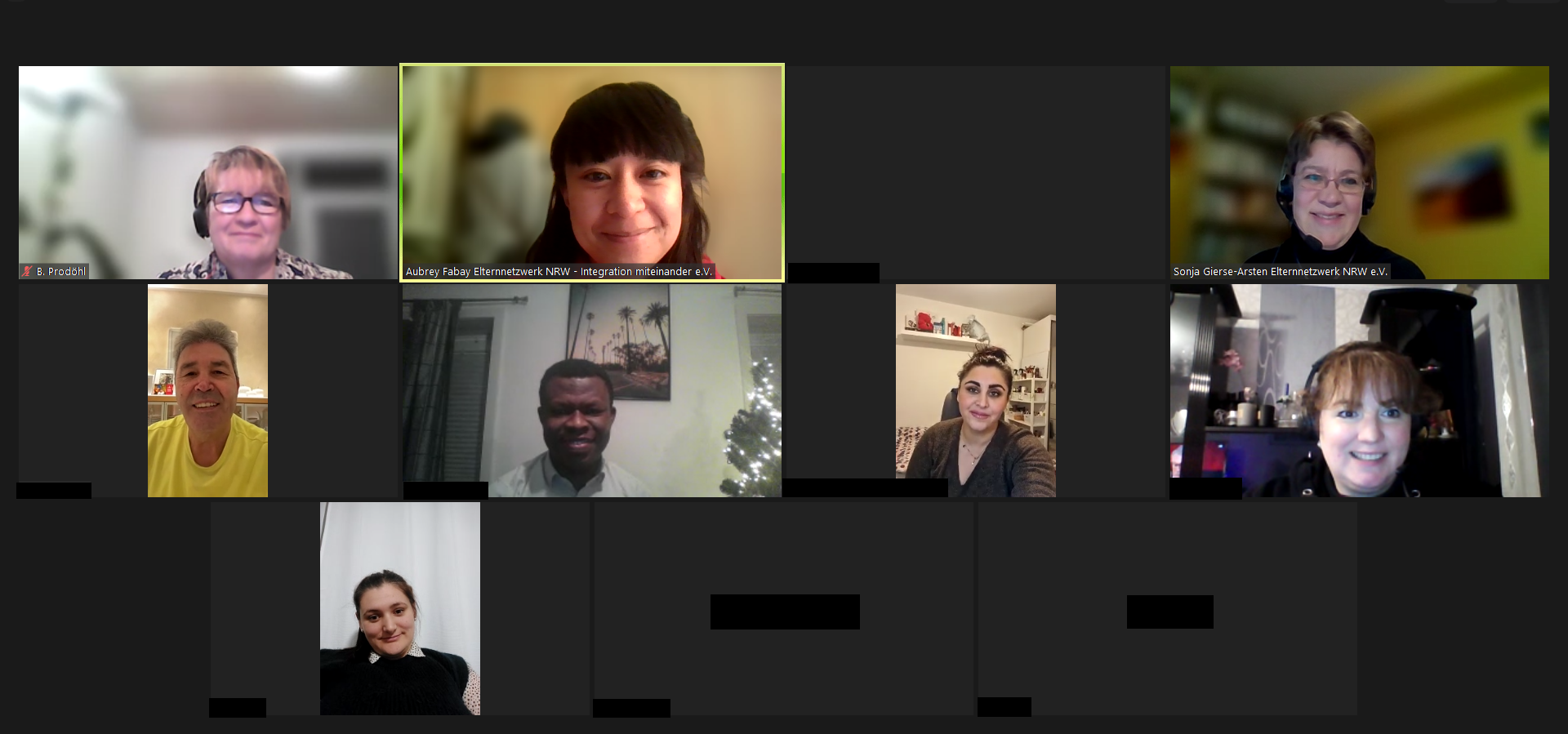 Screenshot des Zoom-Meetings der Eltern-Moderator*innen von Eltern mischen mit
