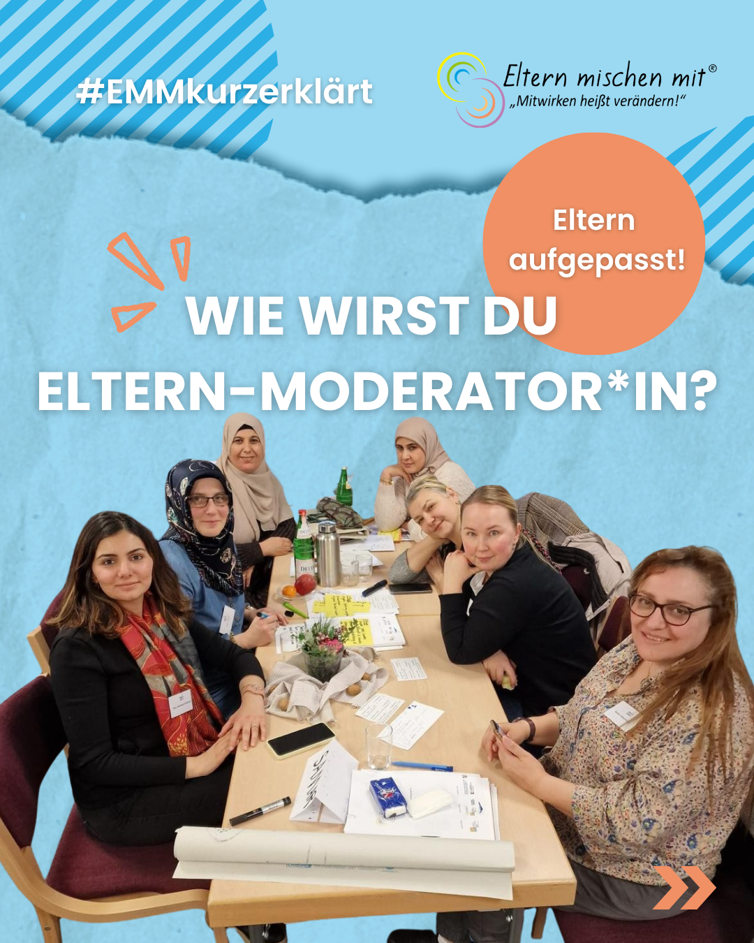 Wie wirst du Elternmoderator*in?
Elternmoderatorinnen sitzen zusammen am Tisch. Link-Bild führt zu Instagram-Beitrag