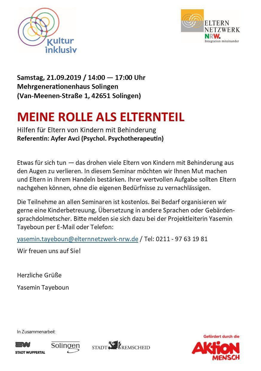 Einladung des Projekts Kultur Inklusiv zum Vortrag von Ayfer Avci