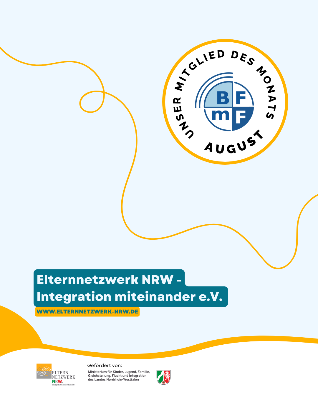 Mitglied des Monats des Elternnetzwerk NRW im August: BFmF mit Logo abgebildet