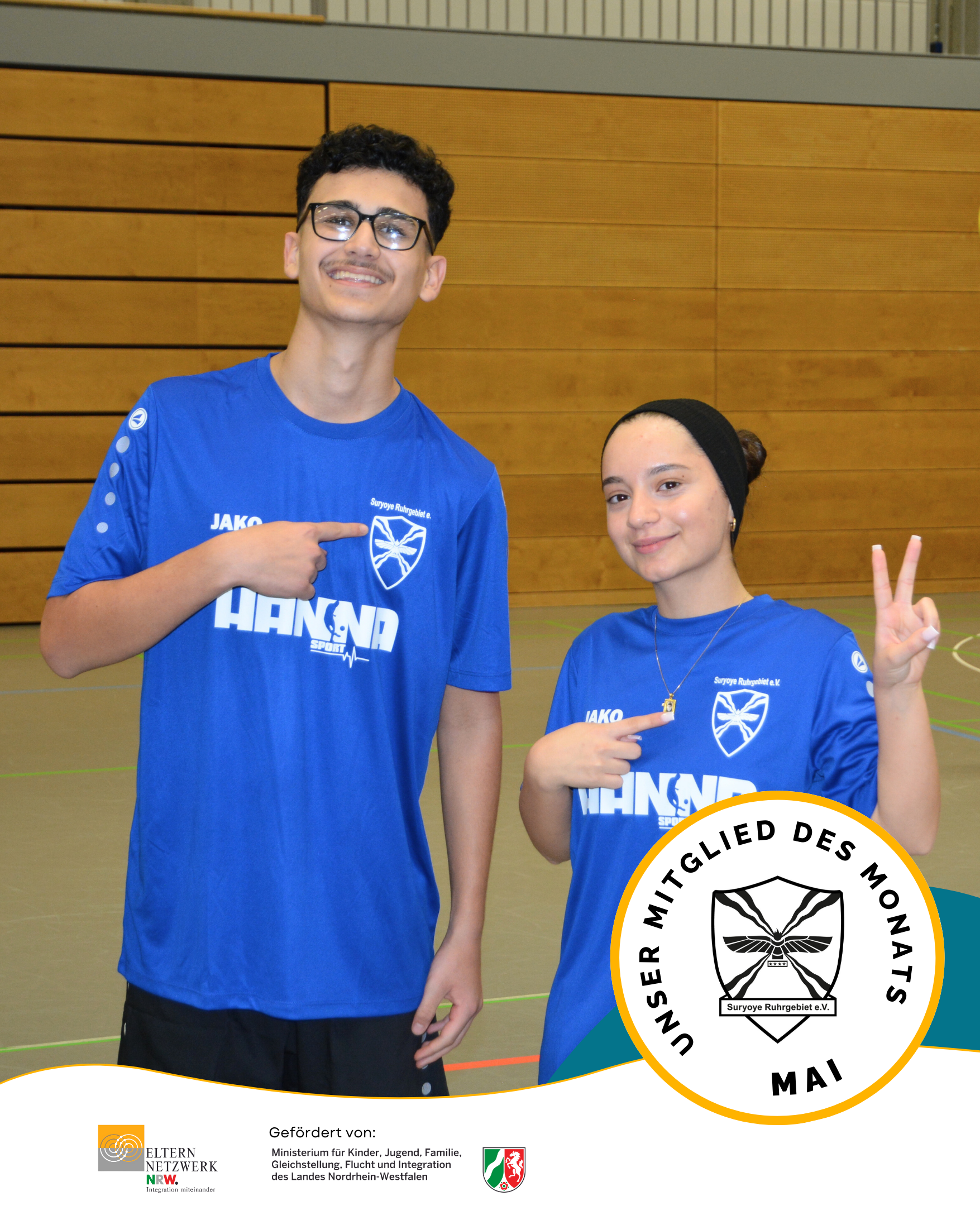 Zwei jugendliche Sportler*innen. Link führt zum Instagram-Beitrag des Mitglied des Monats Suryoye Ruhrgebiet e.V. aus Duisburg