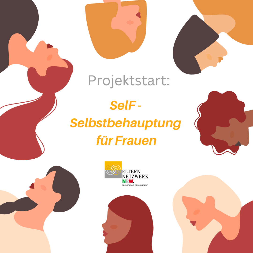Grafik, die den Projektstart von SelF - Selbstbehauptung für Frauen ankündigt