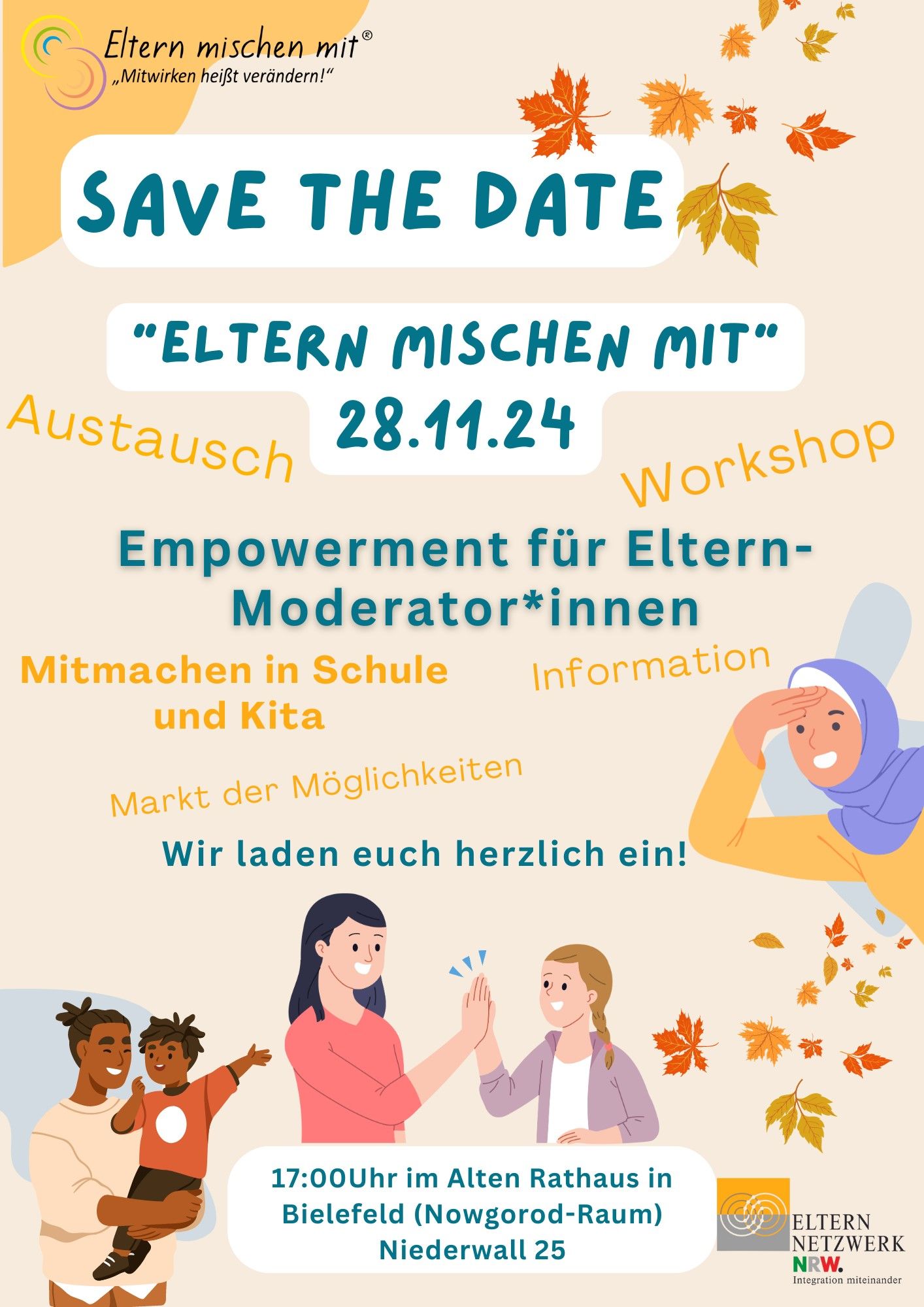 Save the Date für die ElternMUT-Veranstaltung in Bielefeld am 28.11.2024