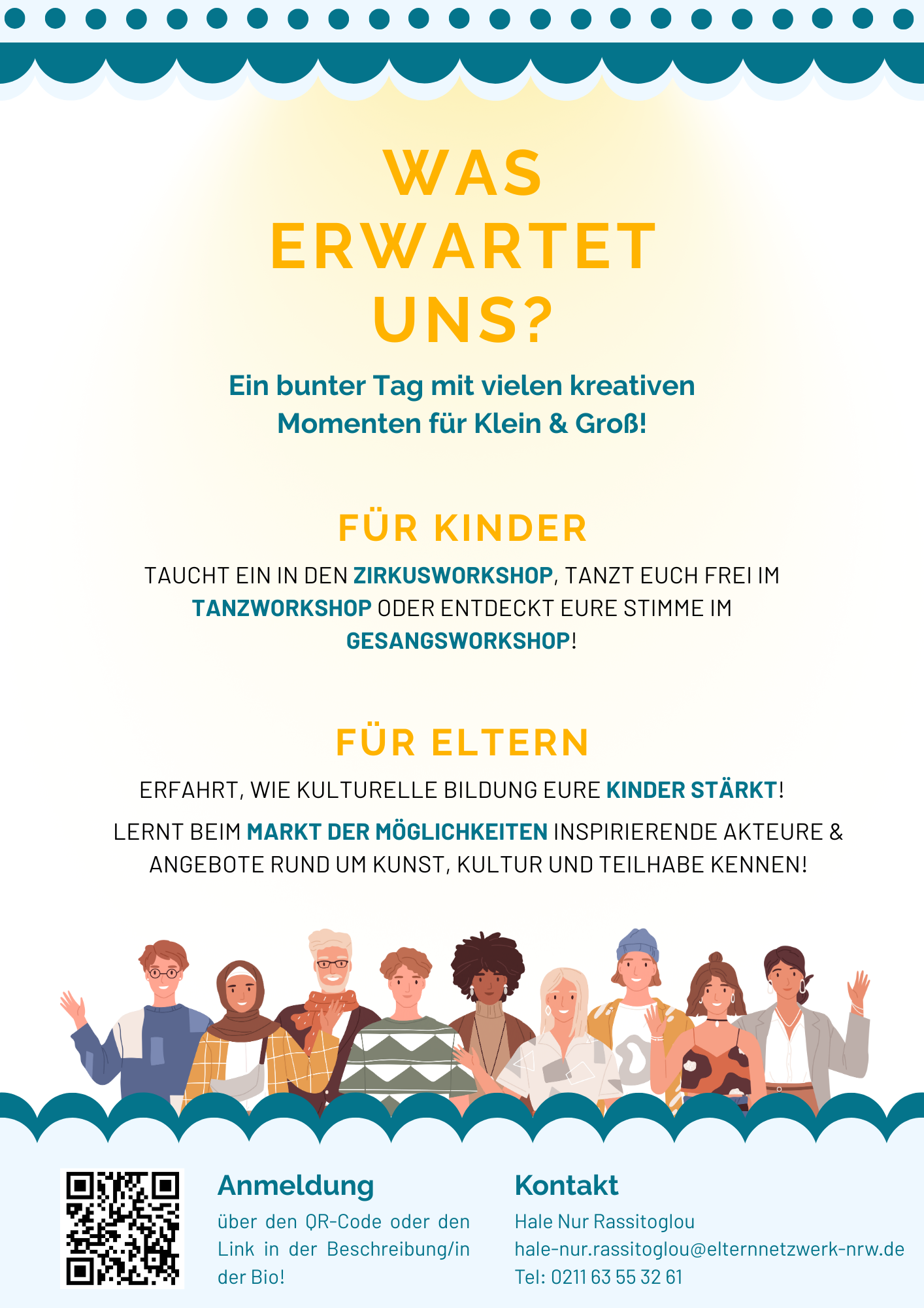 Was erwartet uns? Ein bunter Tag mit vielen kreativen Momenten für Klein & Groß! Anmeldung erforderlich, kostenlos und mit Kinderaufsicht