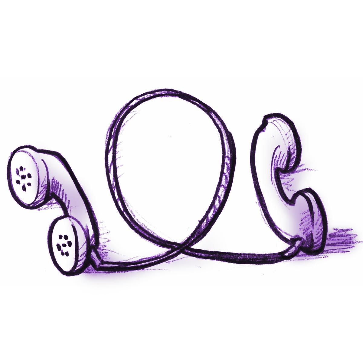 Illustration von zwei Telefonhörern, die durch ein Kabel verbunden sind