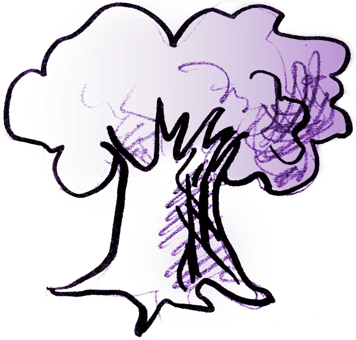 Illustration eines großen Laubbaumes