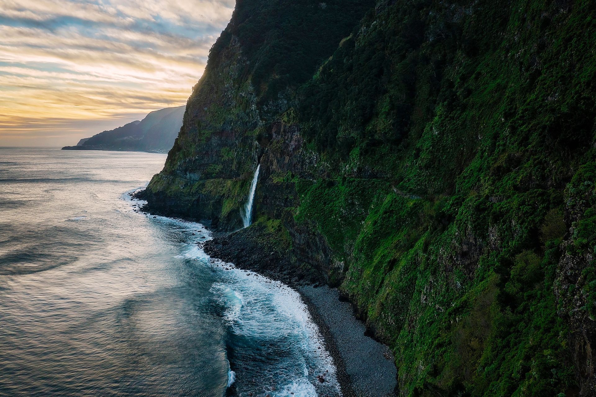 Waterfall on the coast in Portugal. Photo by Matthew Breiter Photography