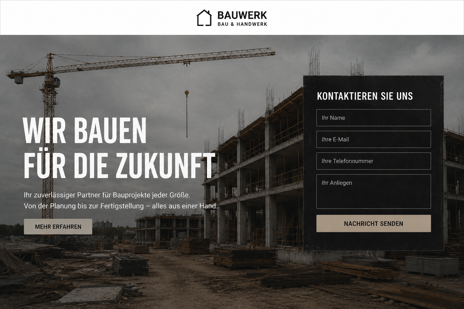 Website vorher Bauunternehmen