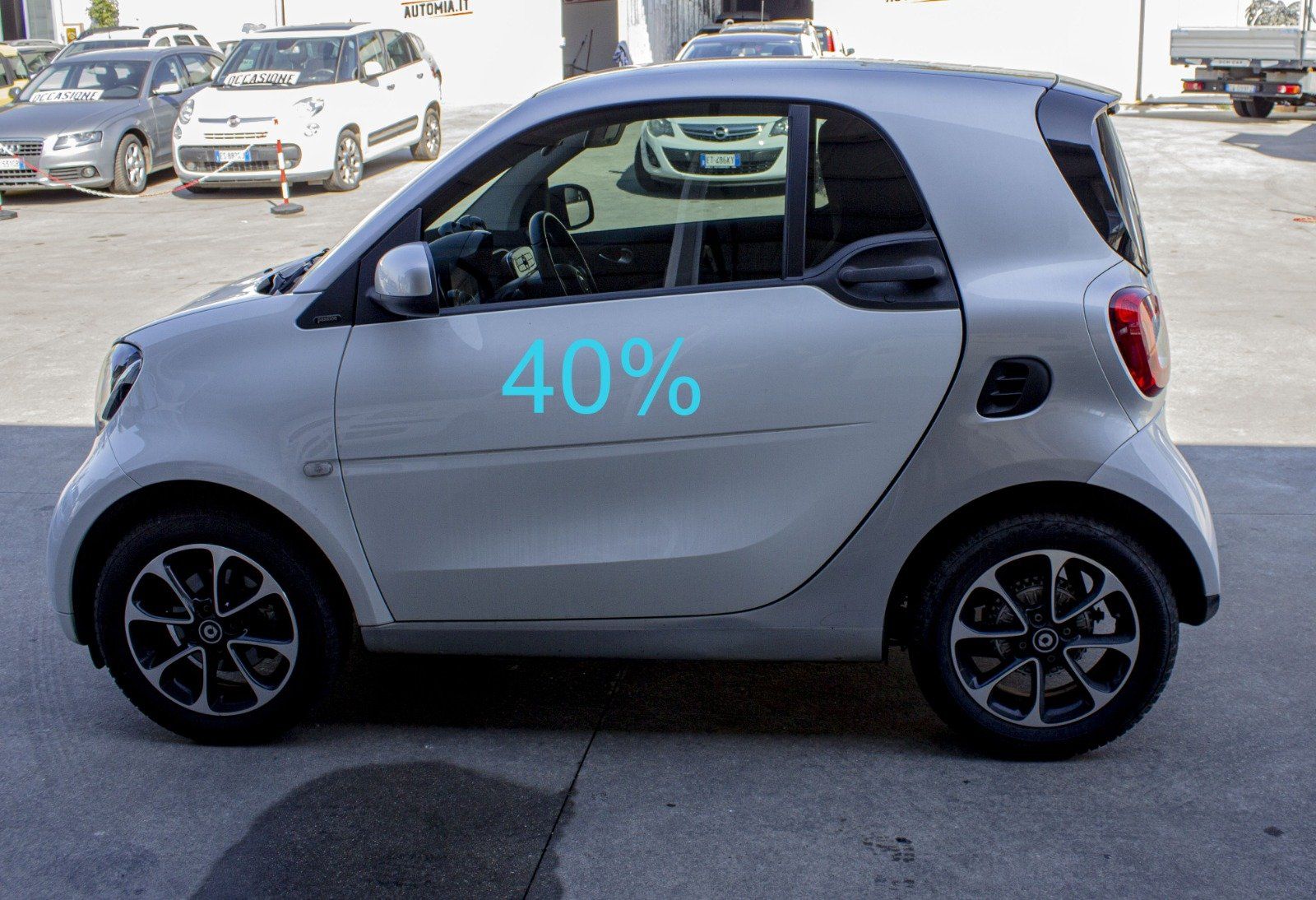 Oscuramento vetri auto pellicole oscuranti tonalità scuro, 15, HP15, FPER15, ASWF, AMERICAN STANDARD WINDOW FILMS, SUNTEK, LLUMAR, 3M, GLOBAL, WINDOW TINT, Smart 453 Coupe