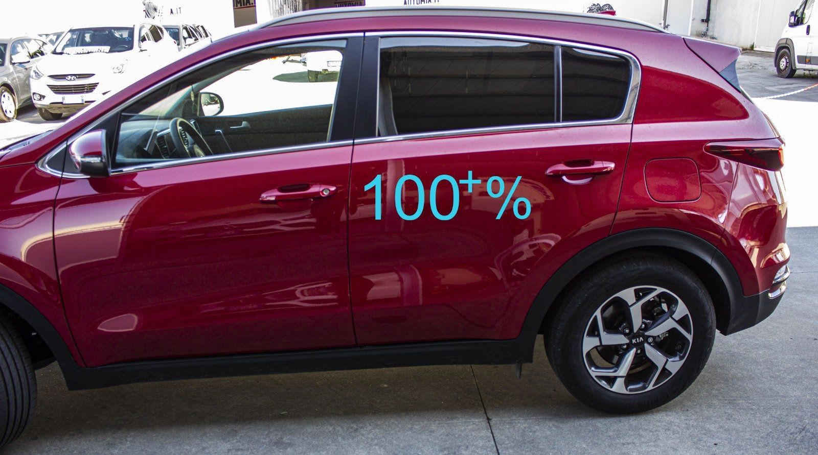 Oscuramento vetri auto pellicole oscuranti tonalità scuro, 15, HP15, FPER15, ASWF, AMERICAN STANDARD WINDOW FILMS, SUNTEK, LLUMAR, 3M, GLOBAL, WINDOW TINT, Kia Sportage