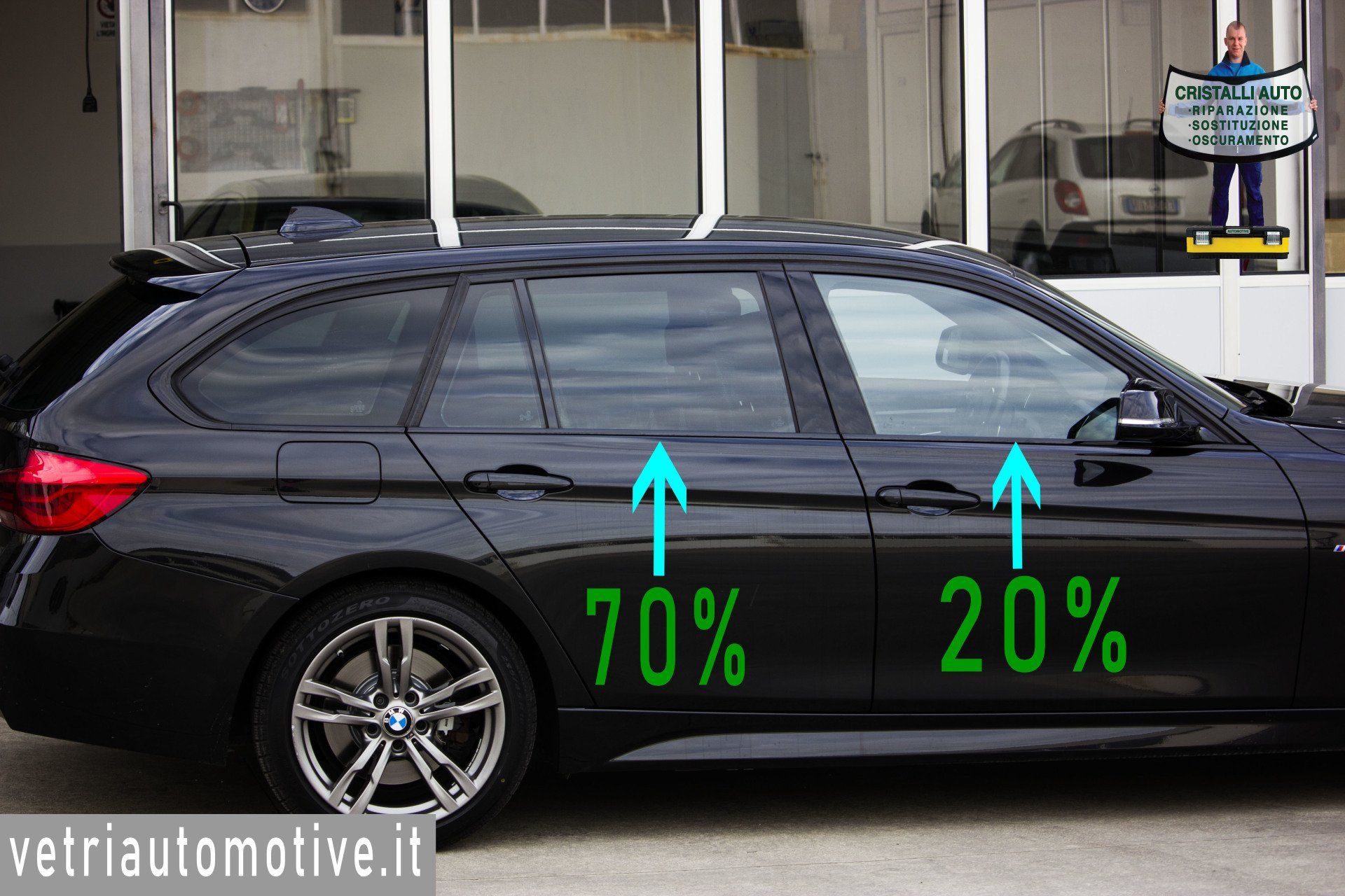 Oscuramento vetri auto pellicole oscuranti tonalità scuro, 35, HP35, FPER35, ASWF, AMERICAN STANDARD WINDOW FILMS, SUNTEK, LLUMAR, 3M, GLOBAL, WINDOW TINT, BMW SERIE 3.