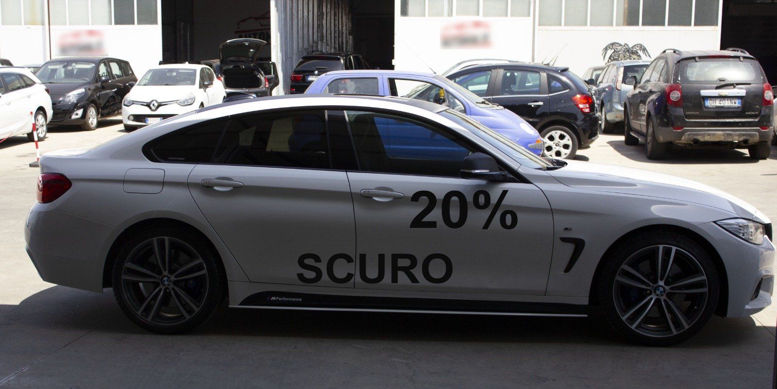 Gradazione oscuramento vetri auto con pellicole al 20% BMW Serie 4 Coupe 4 porte