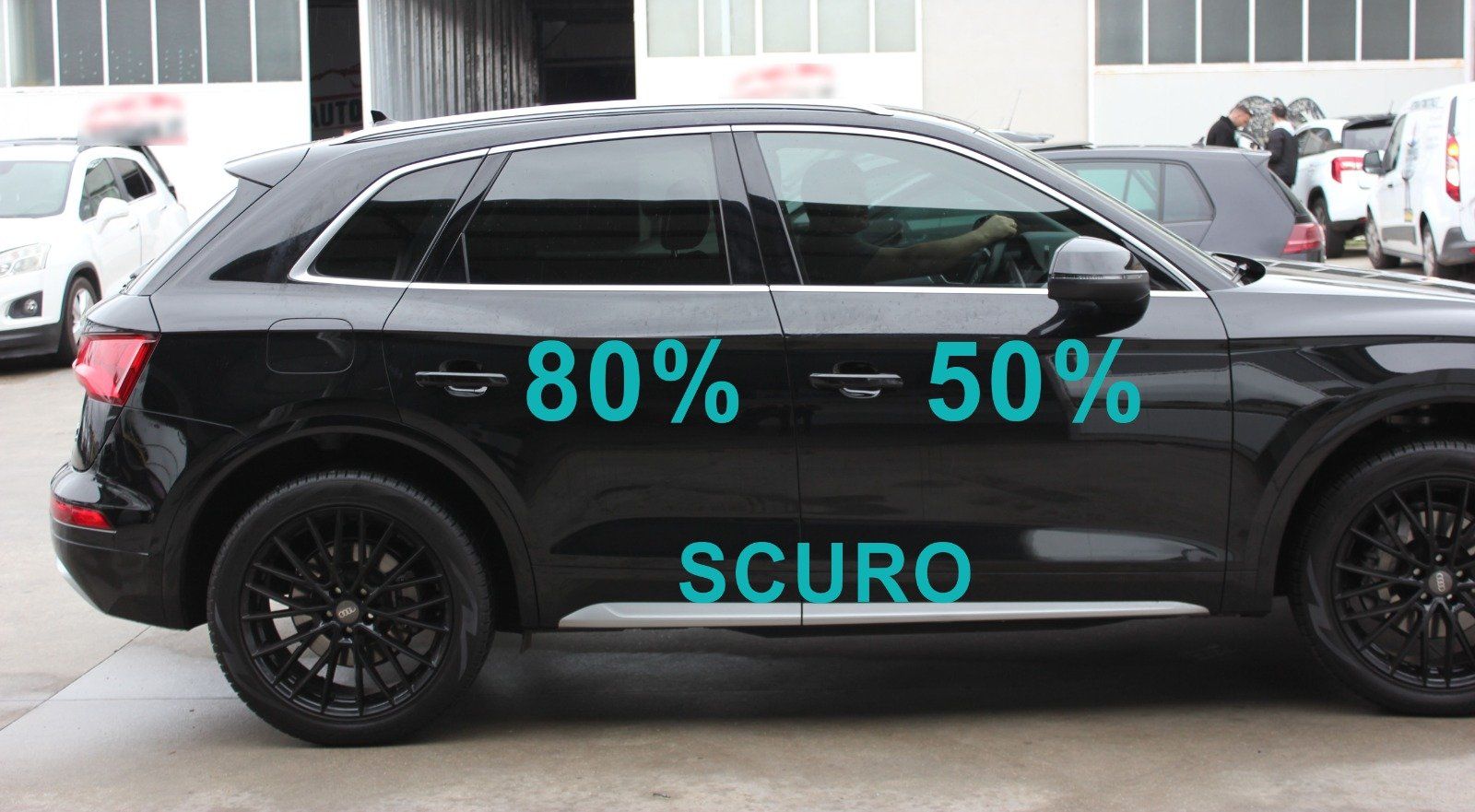 Audi Q5 oscuramento vetri auto con tonalità gradazione 80% e 50%