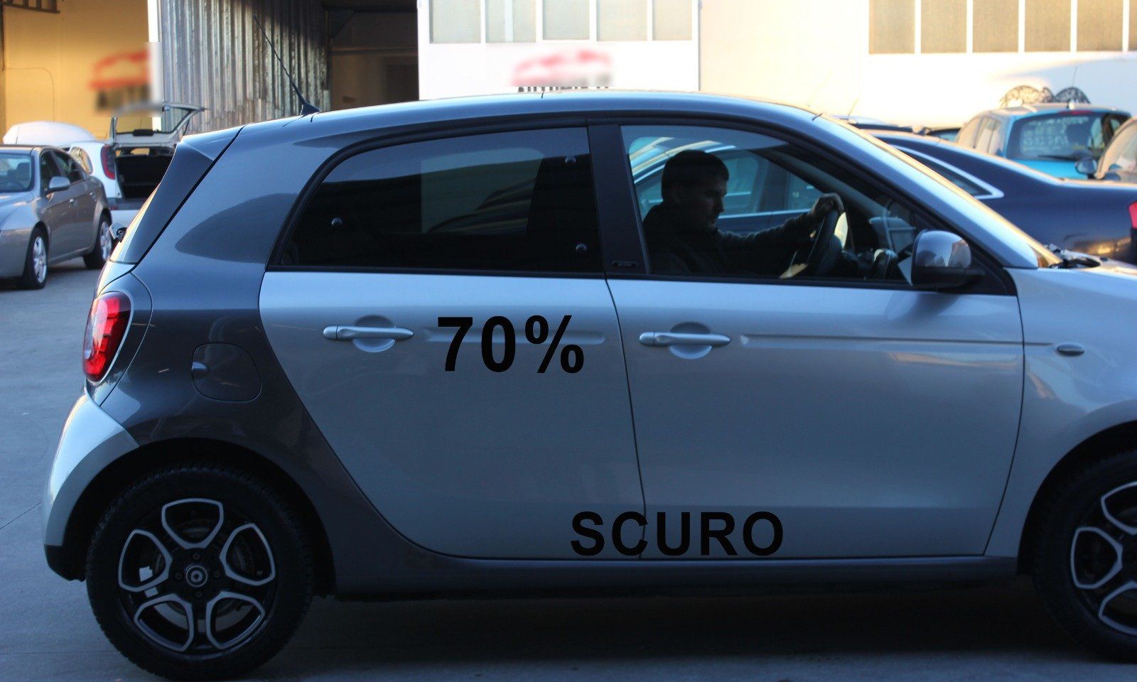 Smart Forfour oscuramento vetri auto con tonalità gradazione 70%