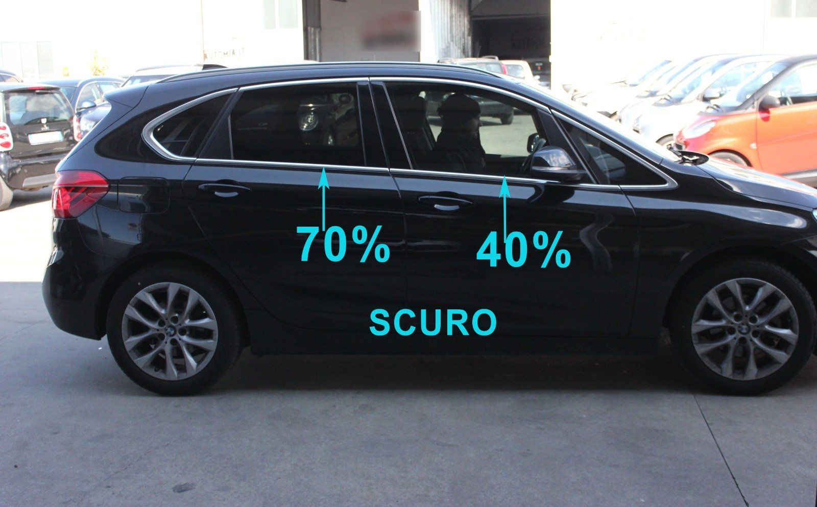 BMW Serie 2 Gran Tourer Vetri oscurati con gradazione di scuro parte posteriore 70%