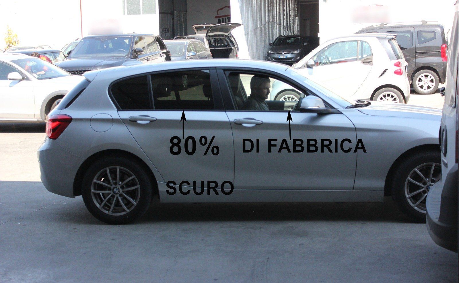 BMW Serie 1 Oscuramento vetri parte posteriore  con tonalità di scuro 80%