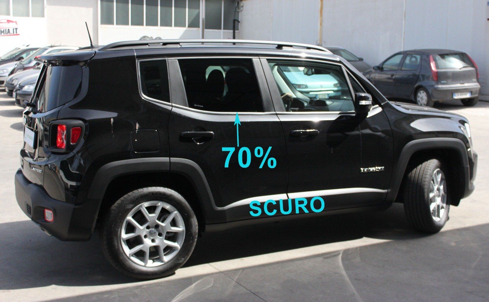 Jeep Renegate Vetri oscurati con gradazione di scuro parte posteriore 70%