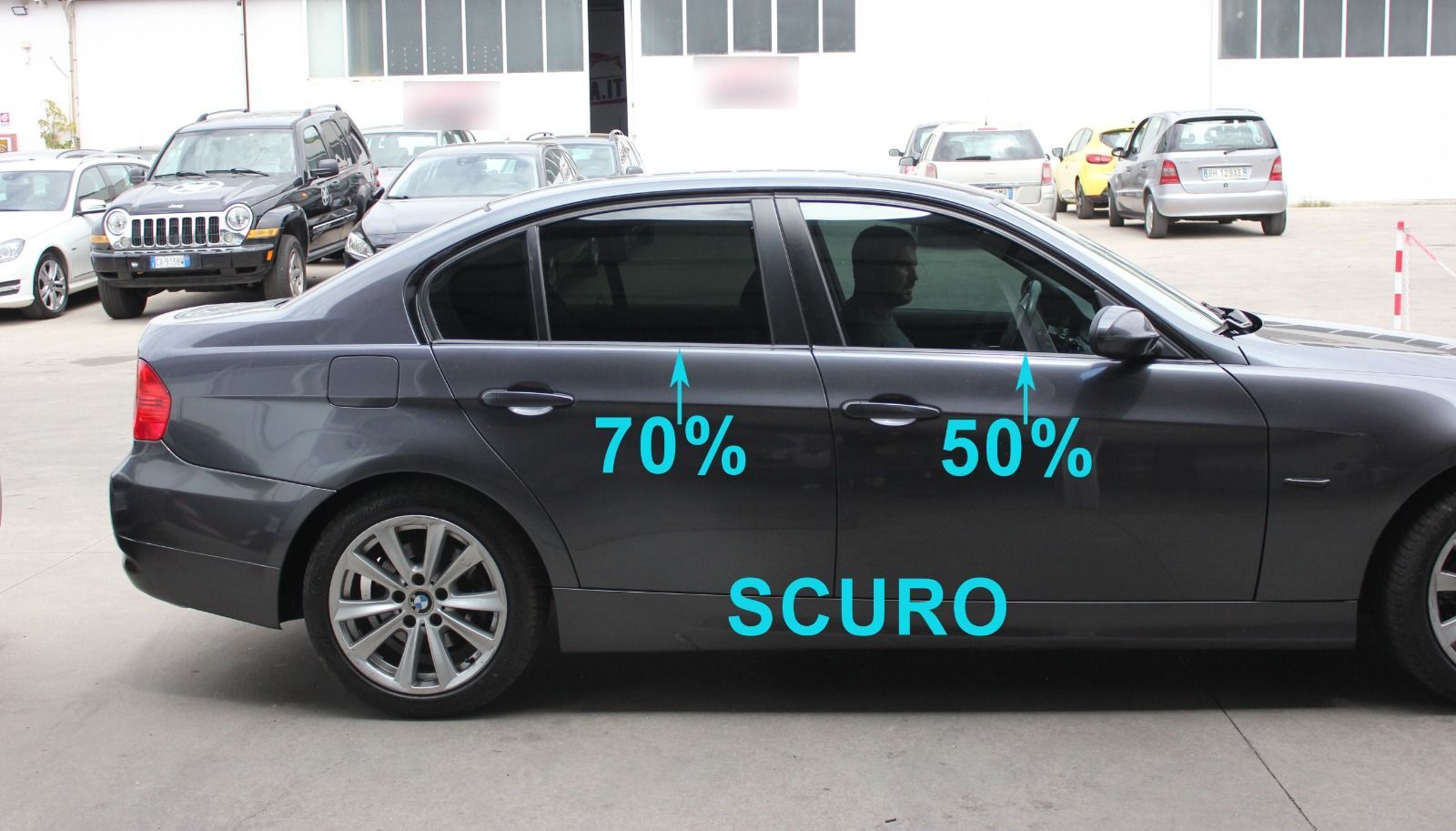 BMW Serie 3 Berlina Vetri oscurati con gradazione di scuro parte posteriore 70%