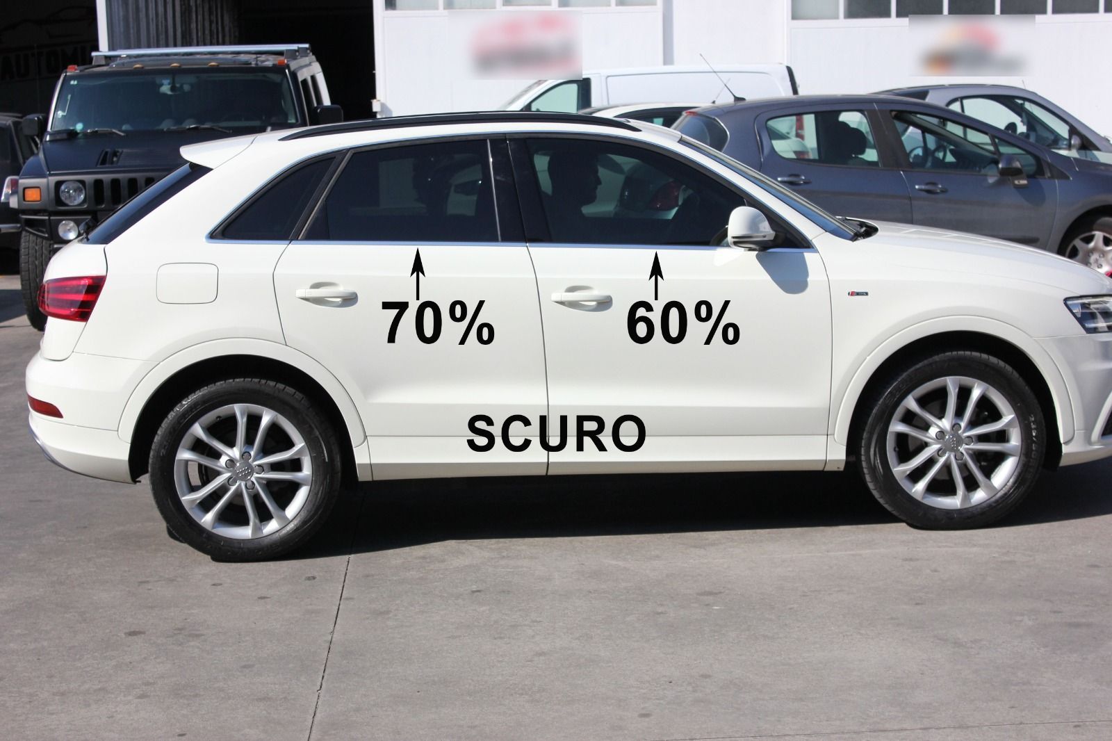 Audi Q2 Vetri oscurati con gradazione di scuro parte posteriore 70%