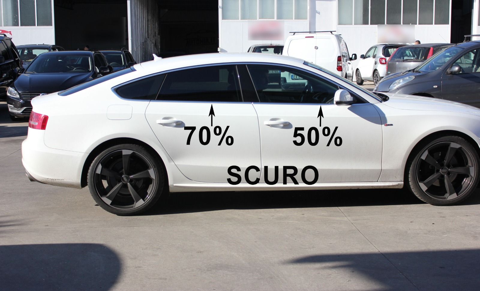 Audi Vetri oscurati con gradazione di scuro parte posteriore 70%
