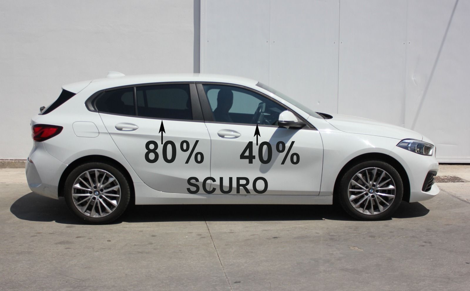 BMW Serie 1 Oscuramento vetri parte posteriore  con tonalità di scuro 80%