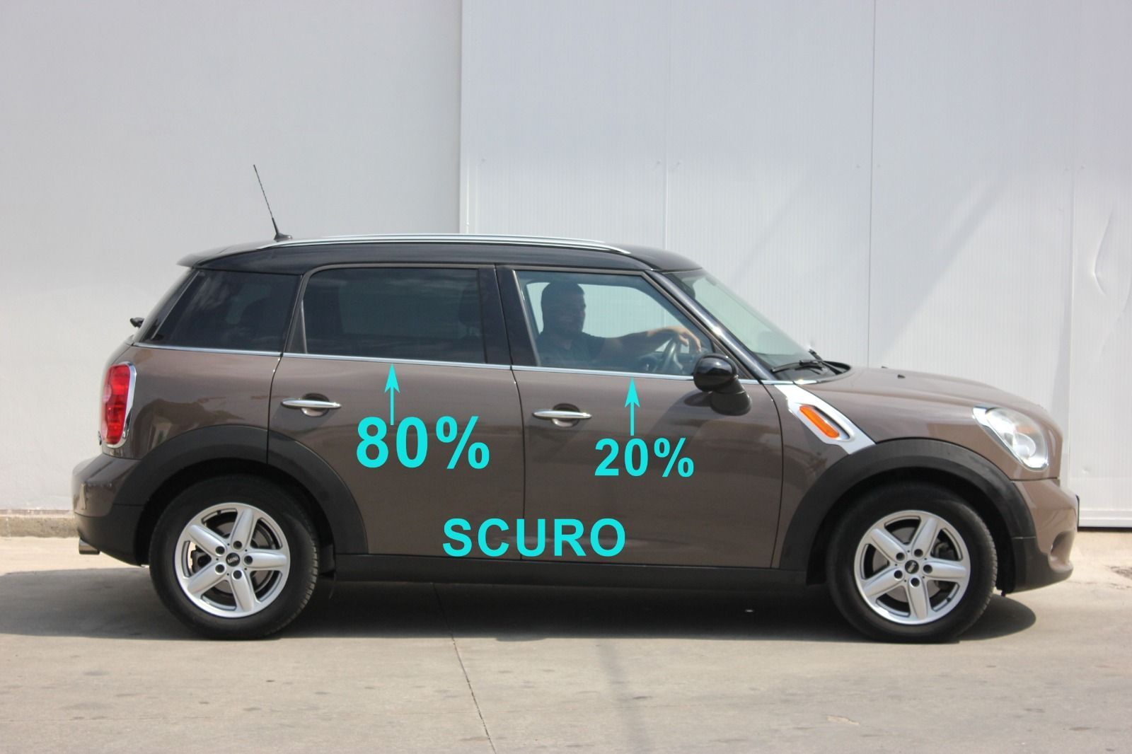Mini Countryman Oscuramento vetri parte posteriore  con tonalità di scuro 80%