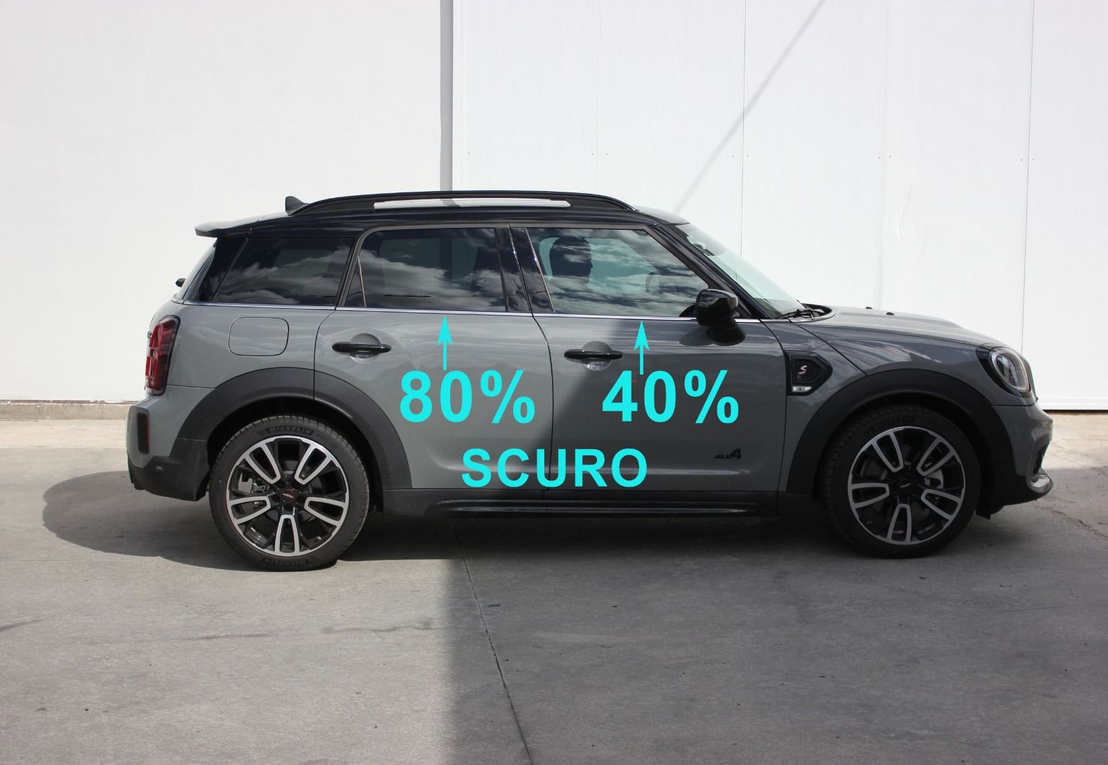 Mini Countryman Oscuramento vetri parte posteriore  con tonalità di scuro 80%