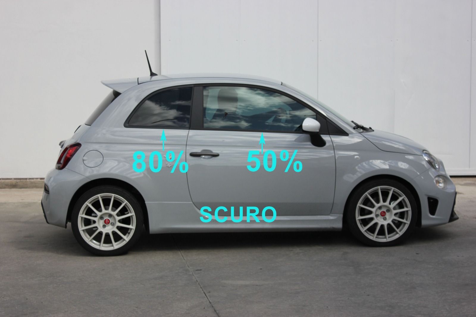 Fiat 500 Abarth Oscuramento vetri parte posteriore  con tonalità di scuro 80%