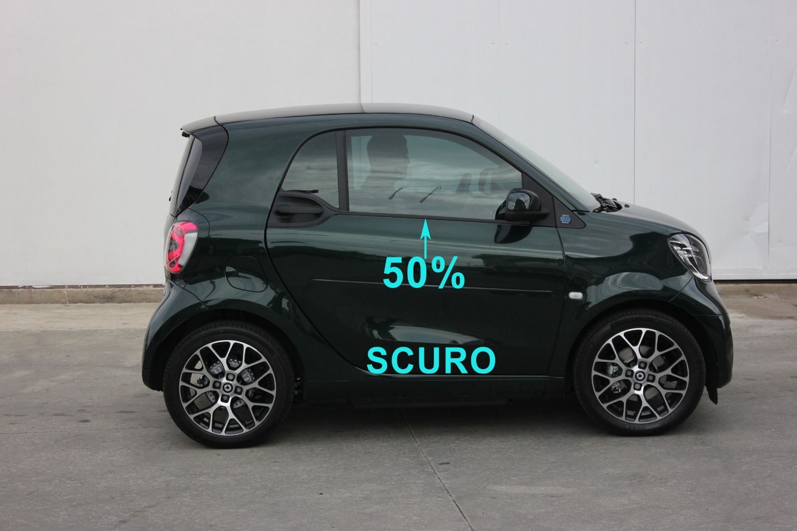Smart 453 Coupe oscuramento vetri auto con gradazione di scuro in tonalità al 50%