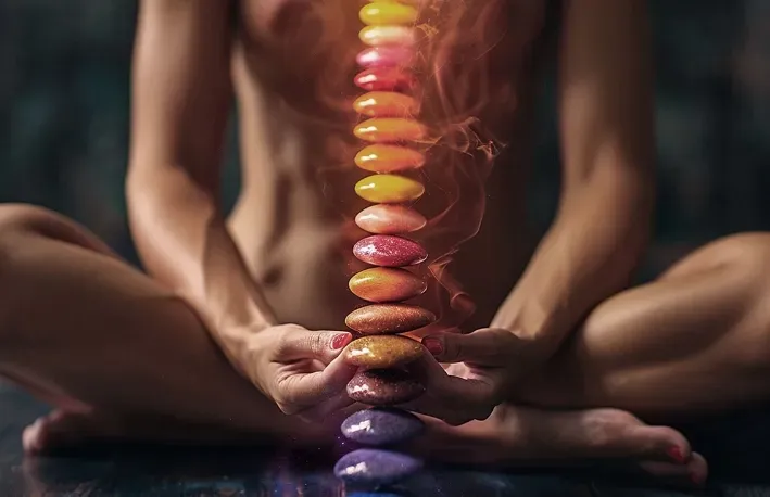 Polygonale Konstruktion der Wirbelsäule als Symbol für geistige Aufrichtung