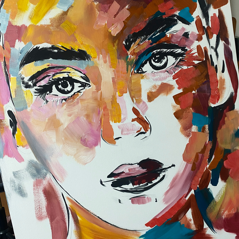 Acrylfarben, Leinwand, Keilrahmen, Woman