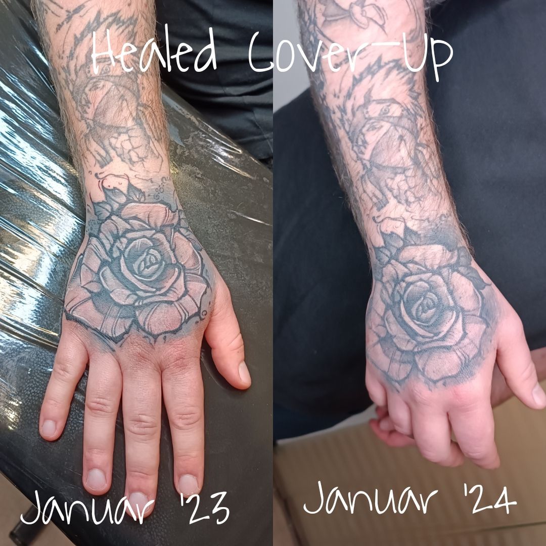 abgeheiltes Tattoo, Rosen Cover Up