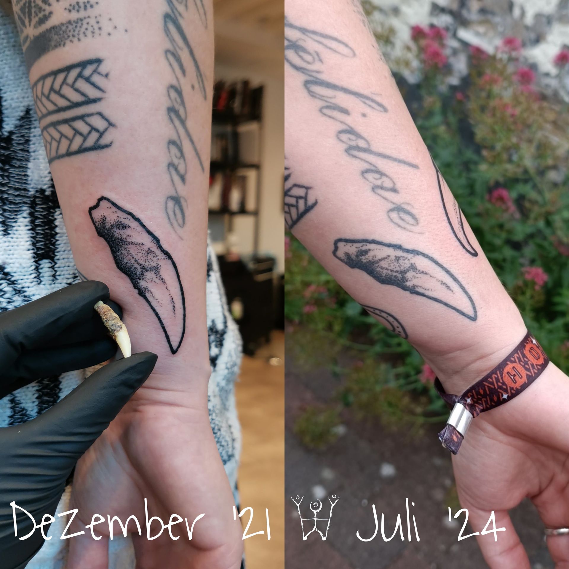 Tattoo eines Katzenzahns