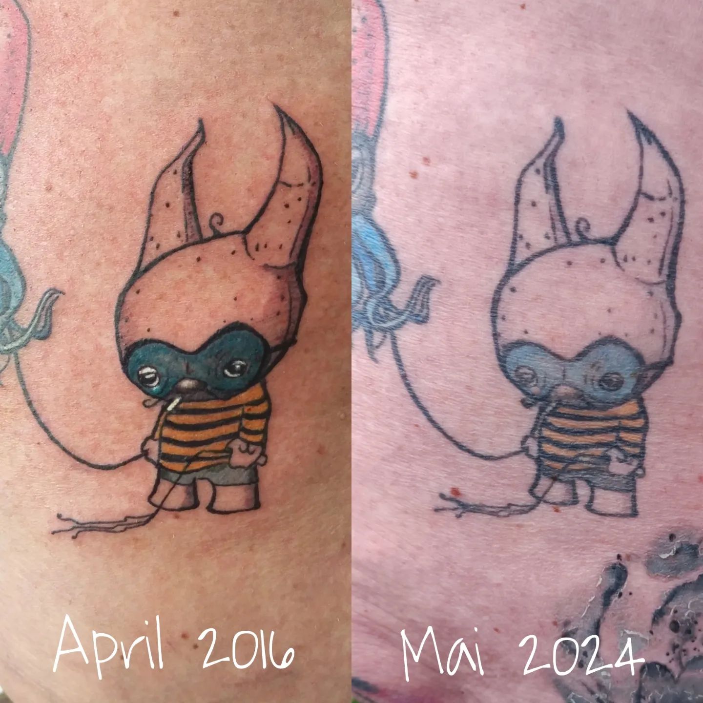 Acht Jahre abgeheiltes Tattoo mit Farbe