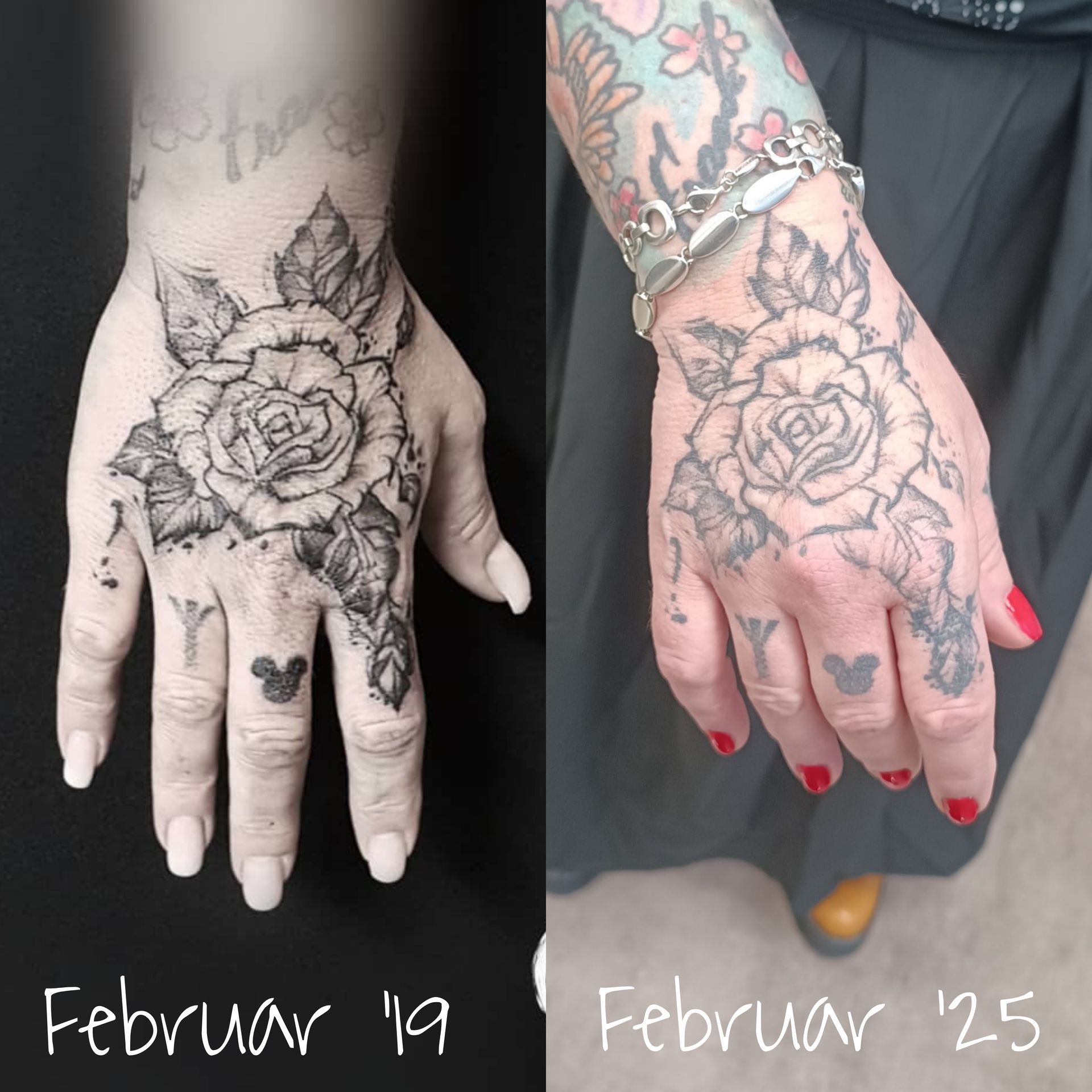 Abgeheiltes Handtattoo einer Rose