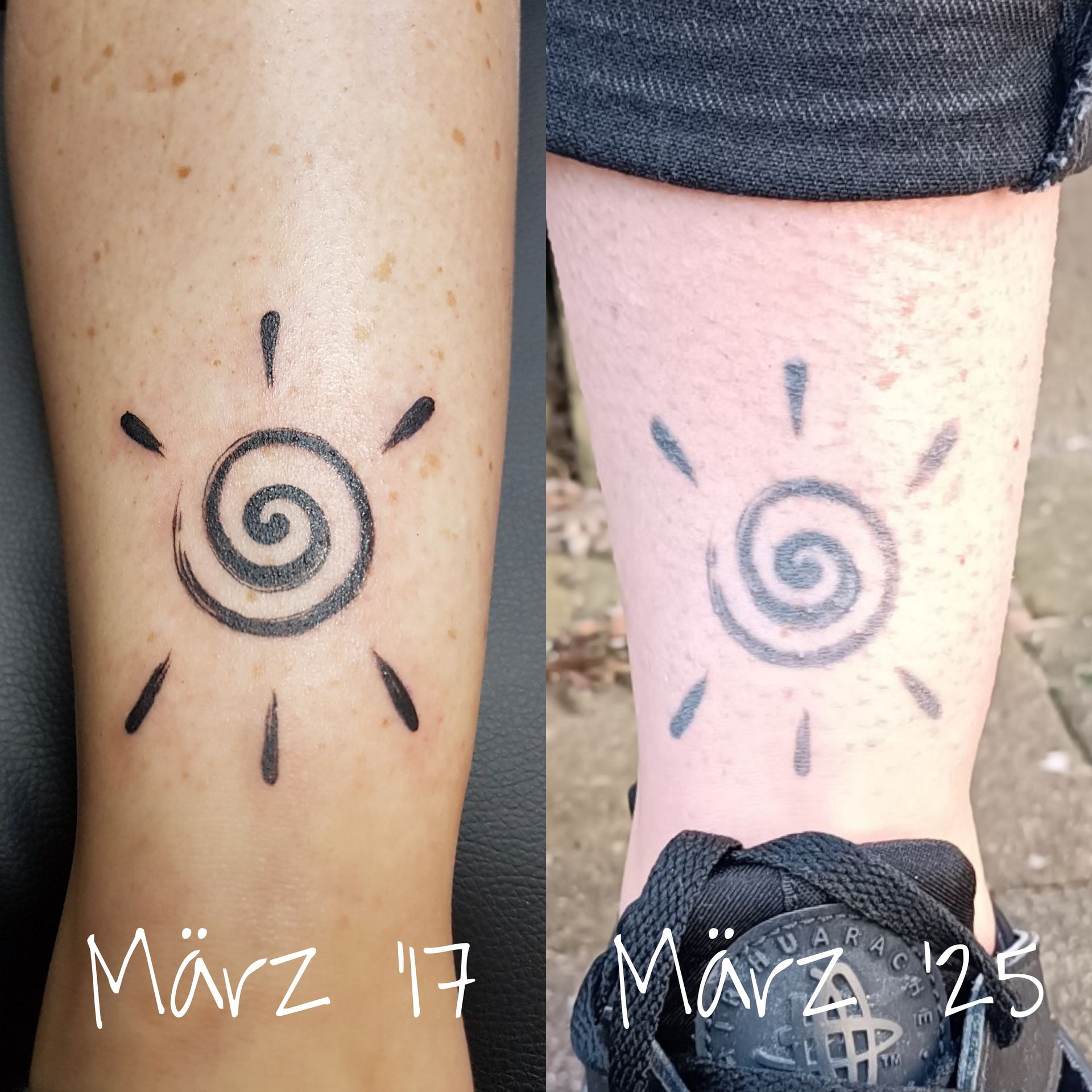 Abgeheiltes Sonnentattoo im Brush Stil