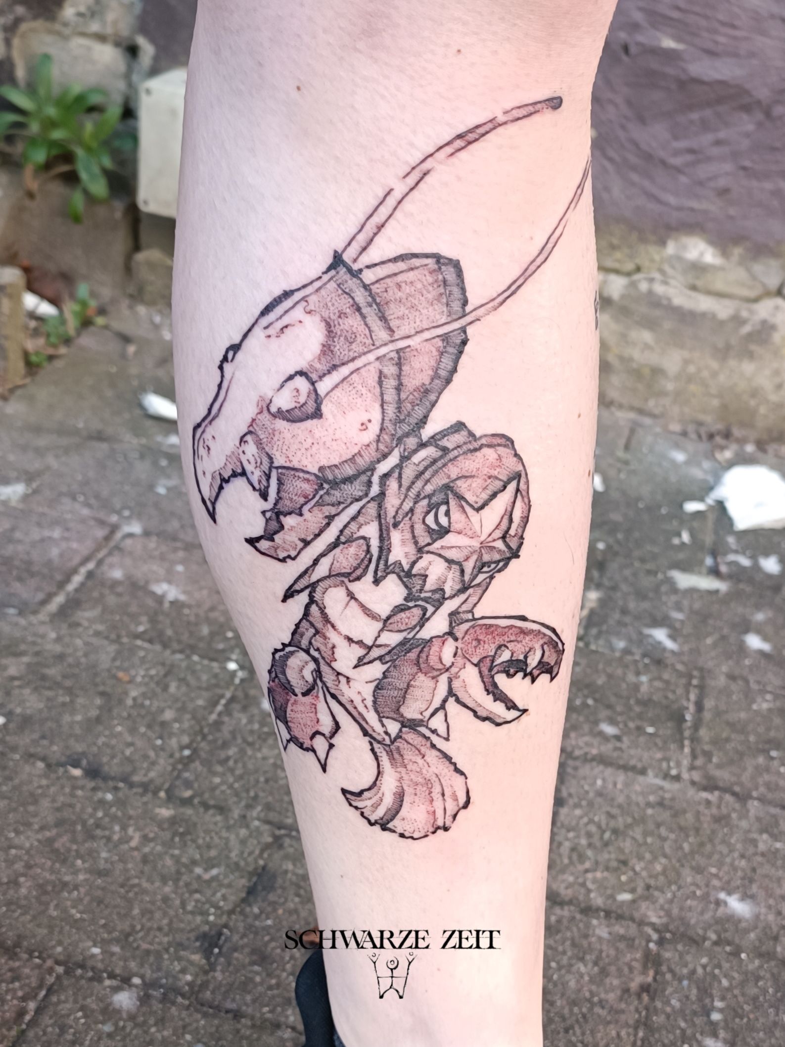Pokemon tattoo auf der Wade
