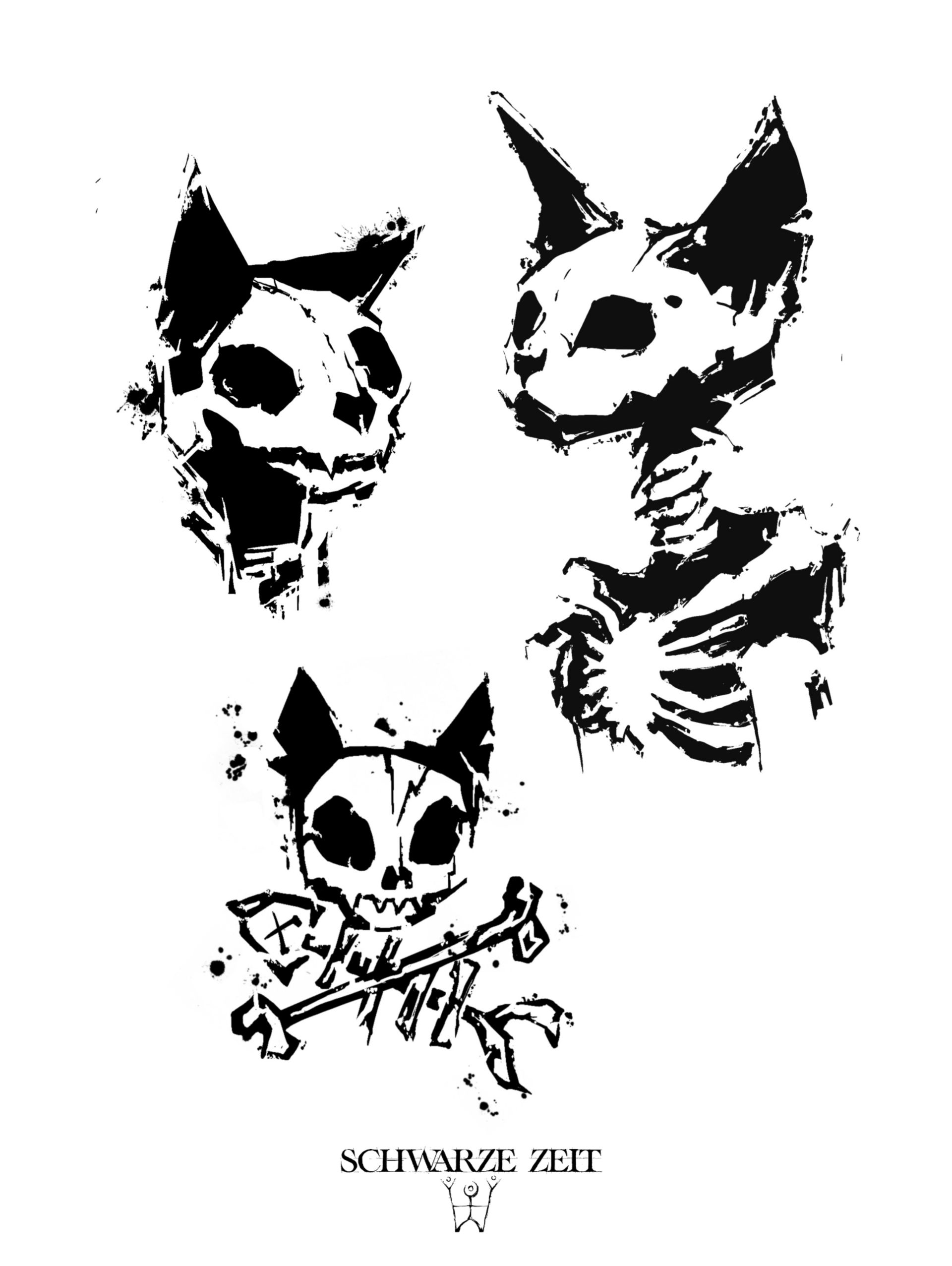 Katzen Wanna Dos in einem harten sketchy Stil