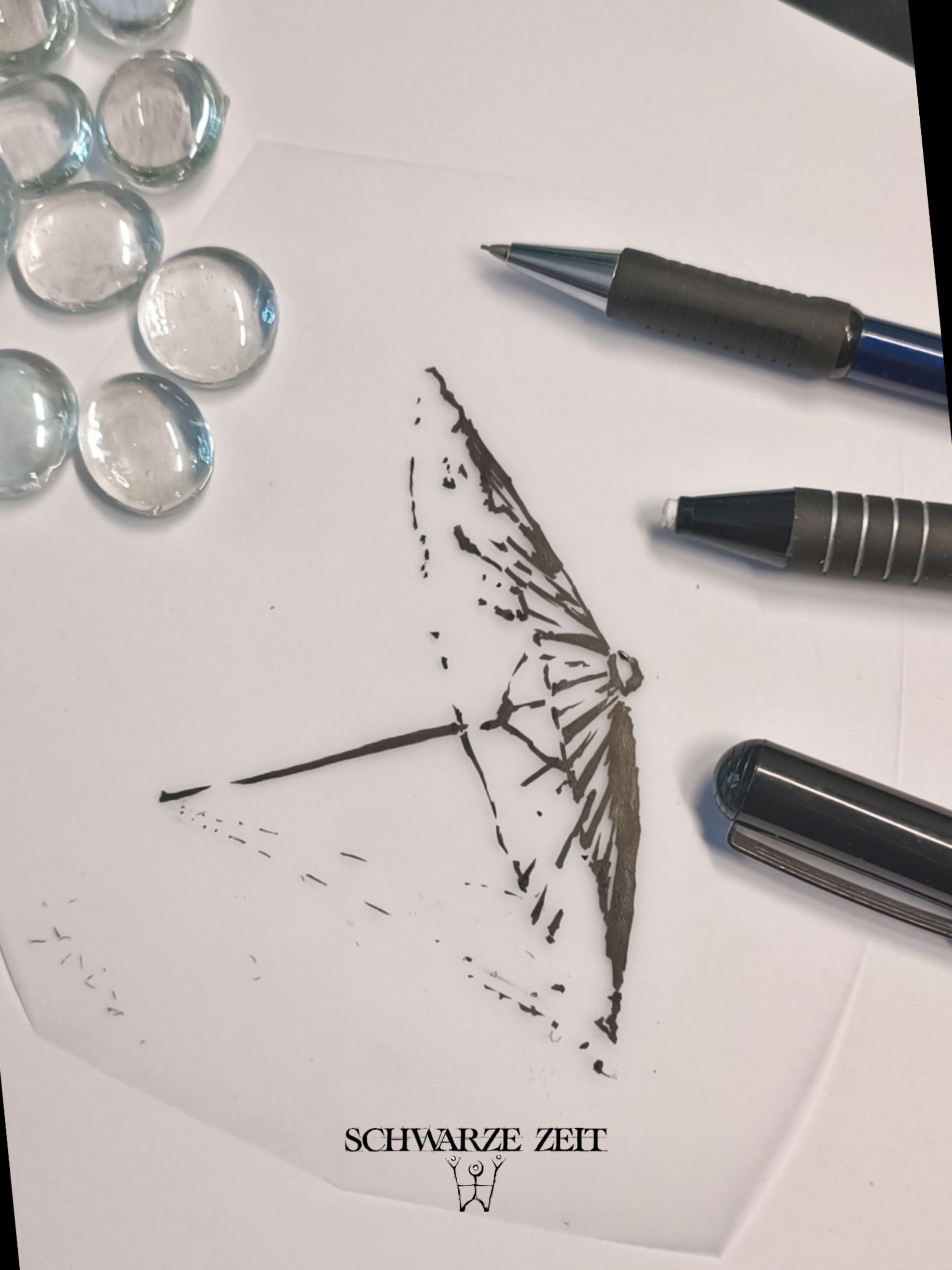 Sketch des Regenschirms aus dem Film