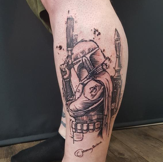 Boba Fett Mandalorian Tattoo Flensburg Schwarze Zeit Tattoo SchwarzeZeit TattooStudio
