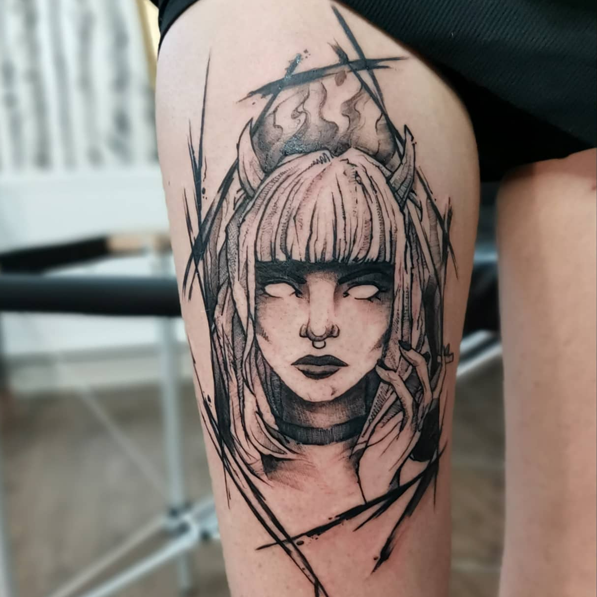 Dämon Sketchy Tattoo Flensburg Schwarze Zeit Tattoo SchwarzeZeit TattooStudio