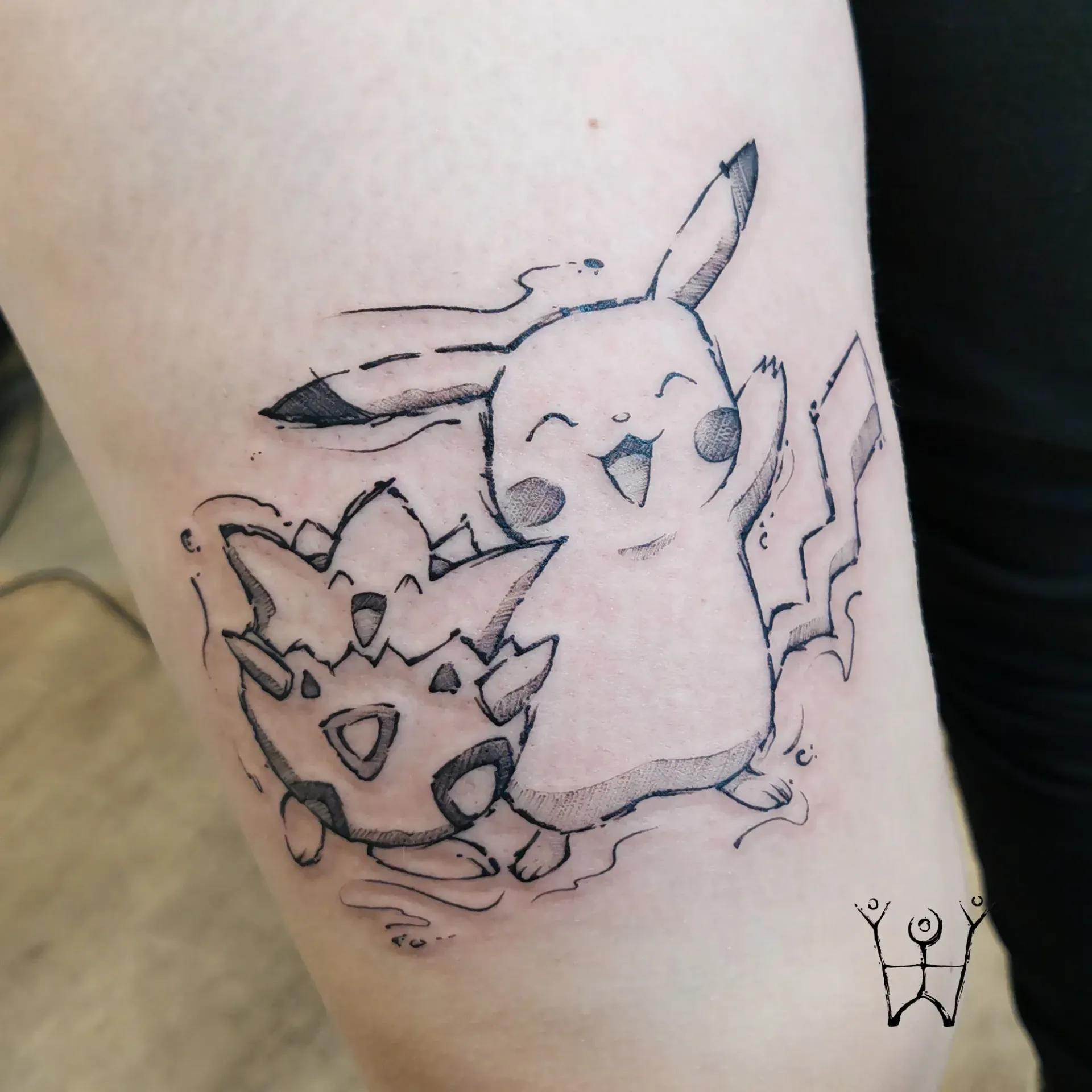 Pokemon Pikachu Togepi Sketchy Tattoo Flensburg Schwarze Zeit Tattoo SchwarzeZeit TattooStudio