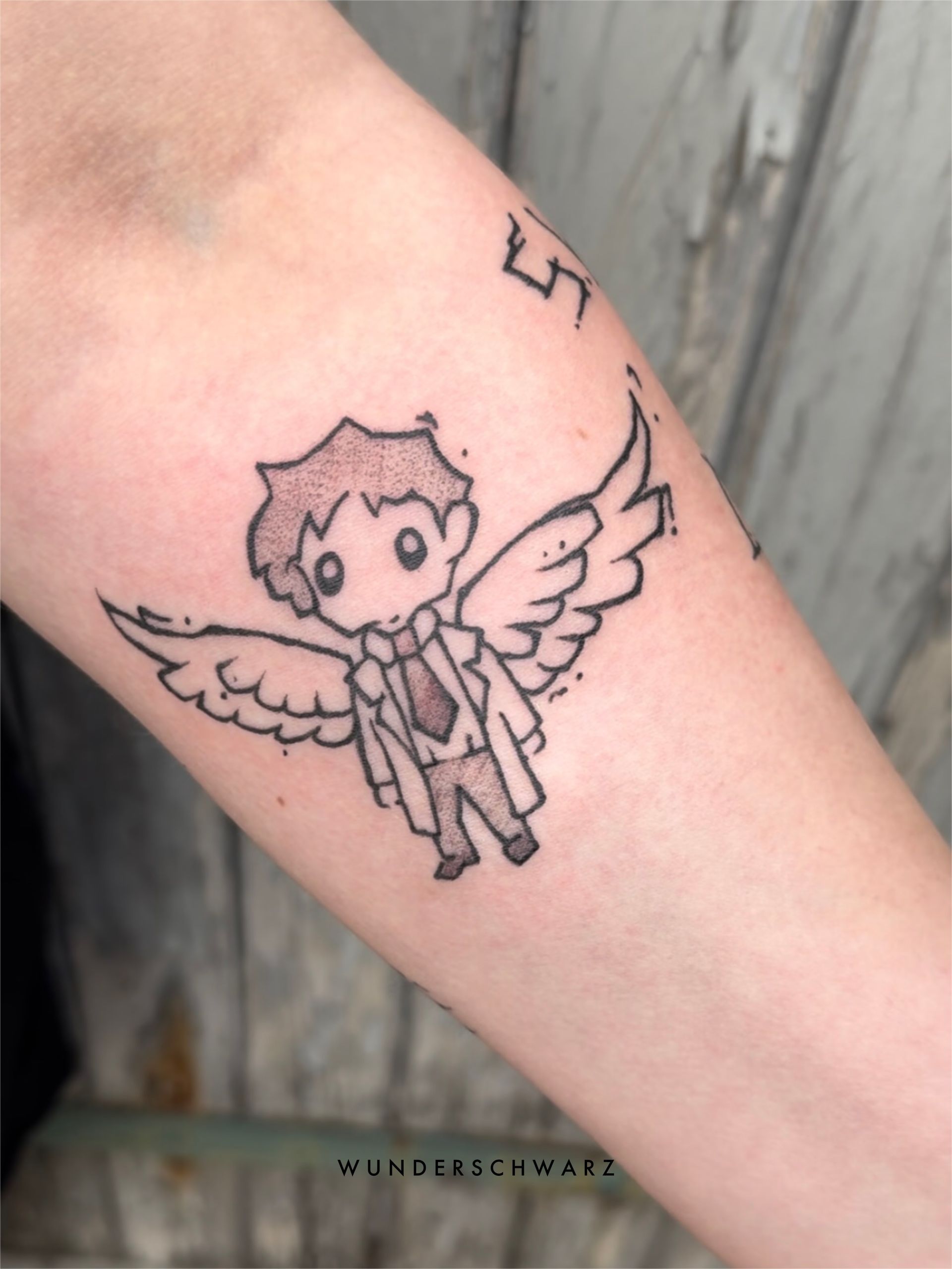 Castiel aus Supernatural als sketchy Tattoo
