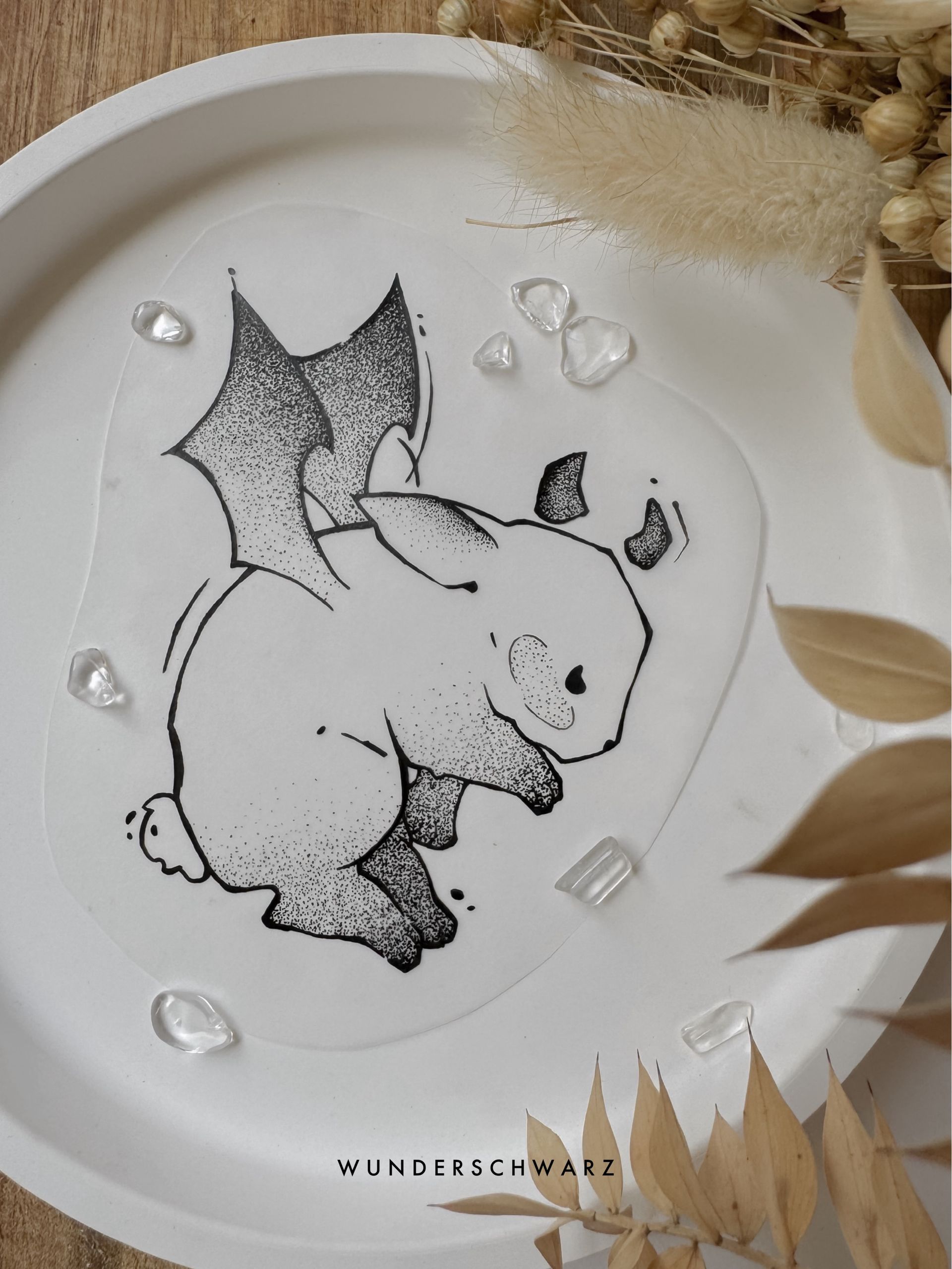 Hase mit Hörnern und Flügeln als Wanna Do Zeichnung