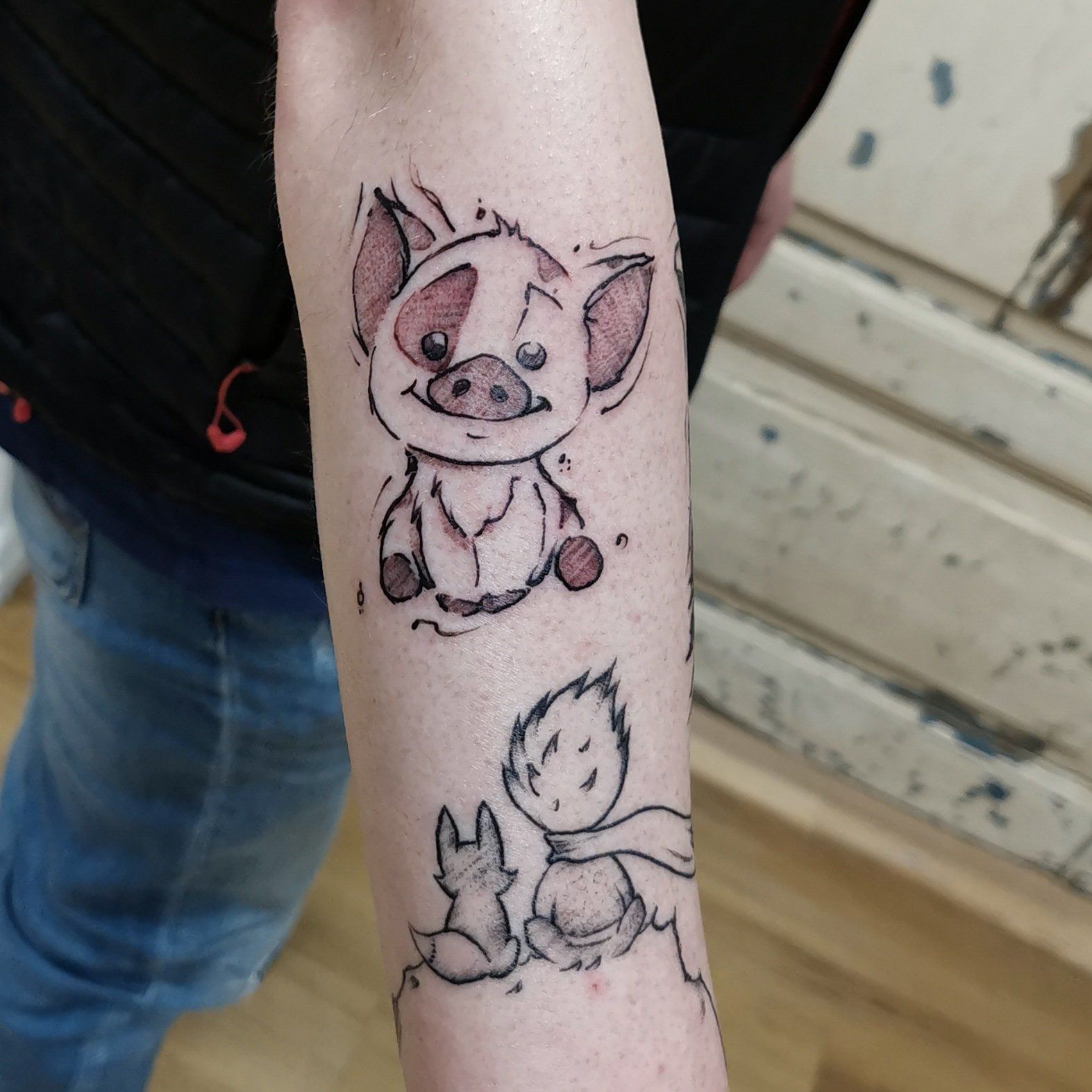 Schwein Tattoo, Vaiana Pua, Diesney Tattoo, Cute Sketchy Sketch Flensburg Tattoo Studio SchwarzeZeitTattoo