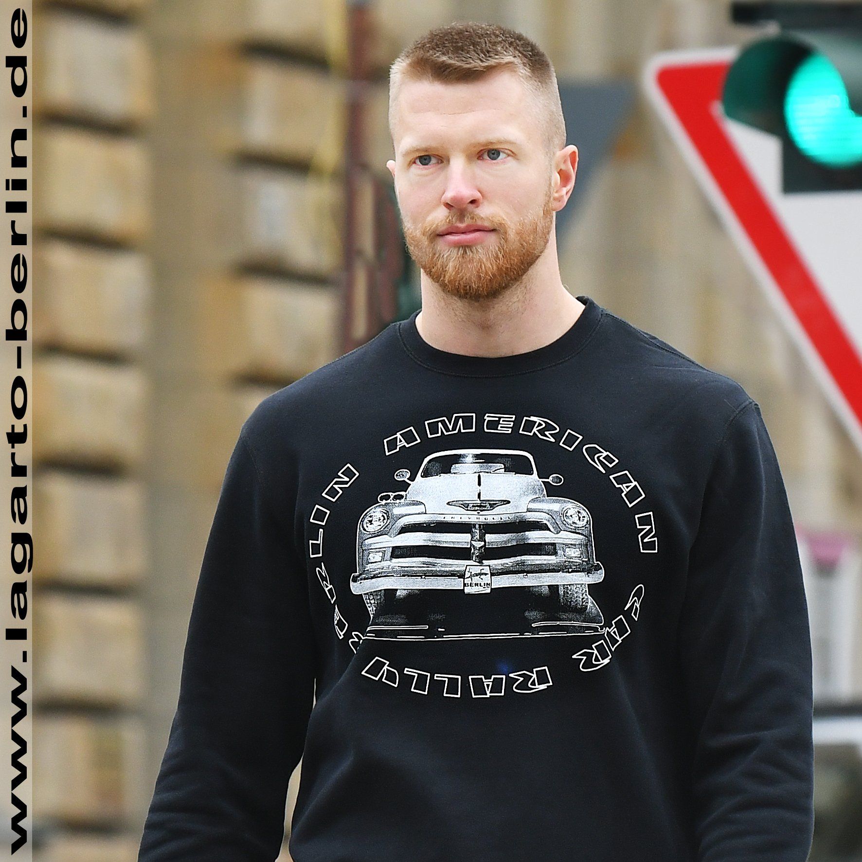 lagarto-berlin.de, Sweatshirt, schwarz, 80% Baumwolle 20% Polyester Siebdruck, Berlin American Car Rally