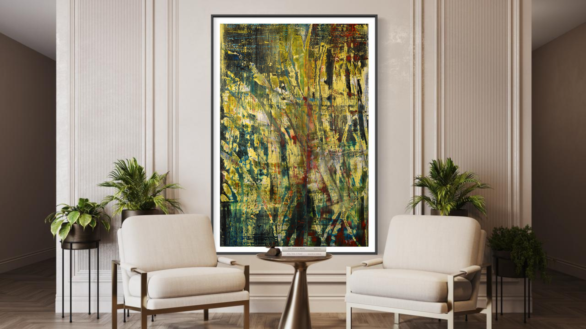Abstract Painting displayed on wall