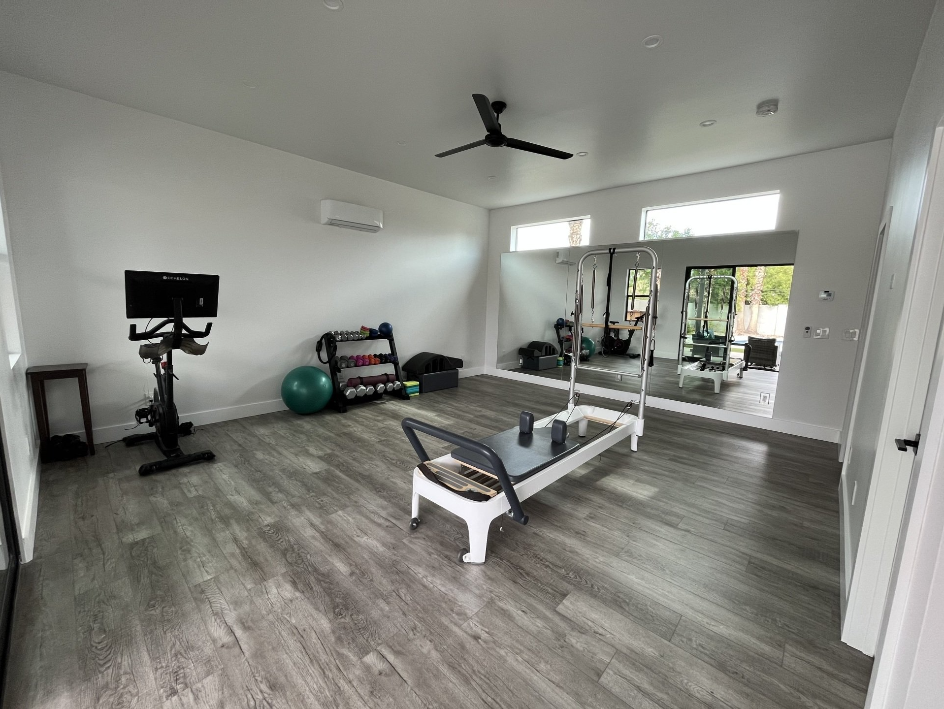 Private Pilates studio Scottsdale, AZ with reformer and tower, weights, resistance bands, exercise ball, with beautiful view in quite private setting