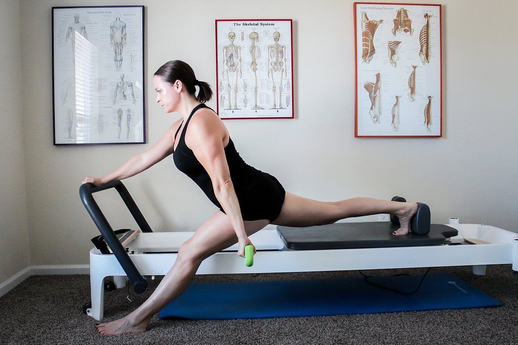 Flexibility, balance, strength, mobility, stability exercises on reformer in Private Pilates studio Scottsdale, AZ